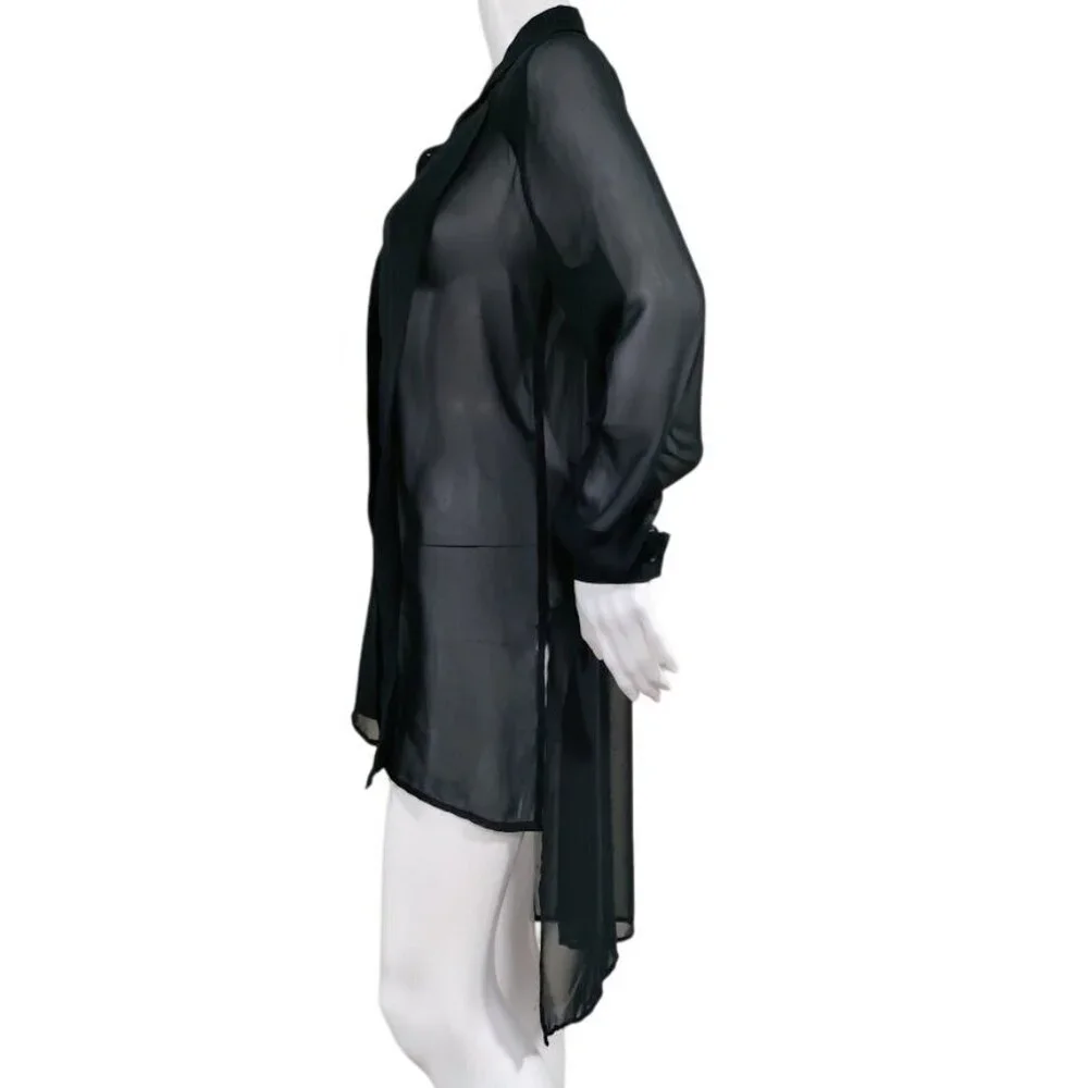 Whismygoth Lagenlook Gauzy Tunic High Low Hem Shirt Dress Black Women's Size M - Picture 2 of 10